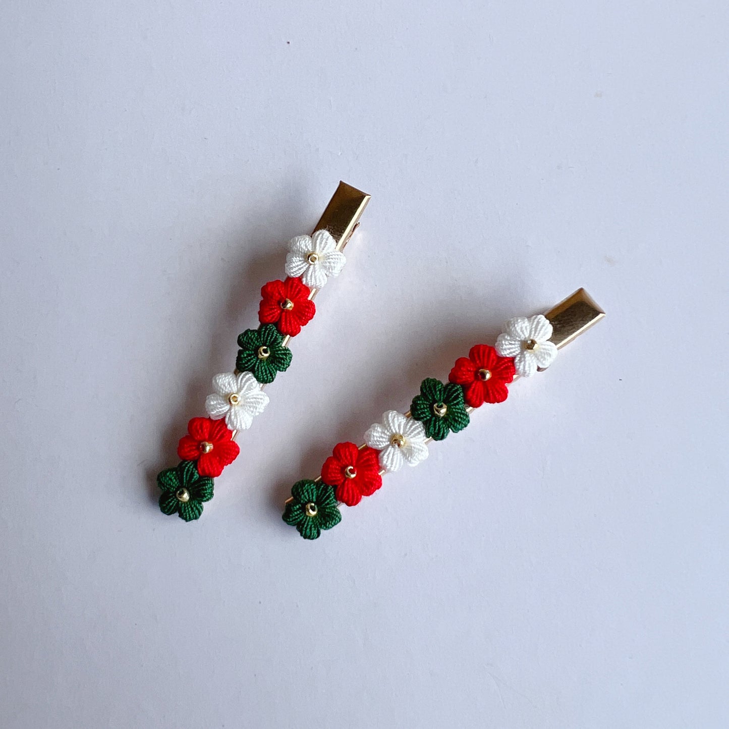 Mini Crochet Flower Hair Clips | Christmas Hair Clips | Unique Gift for Her