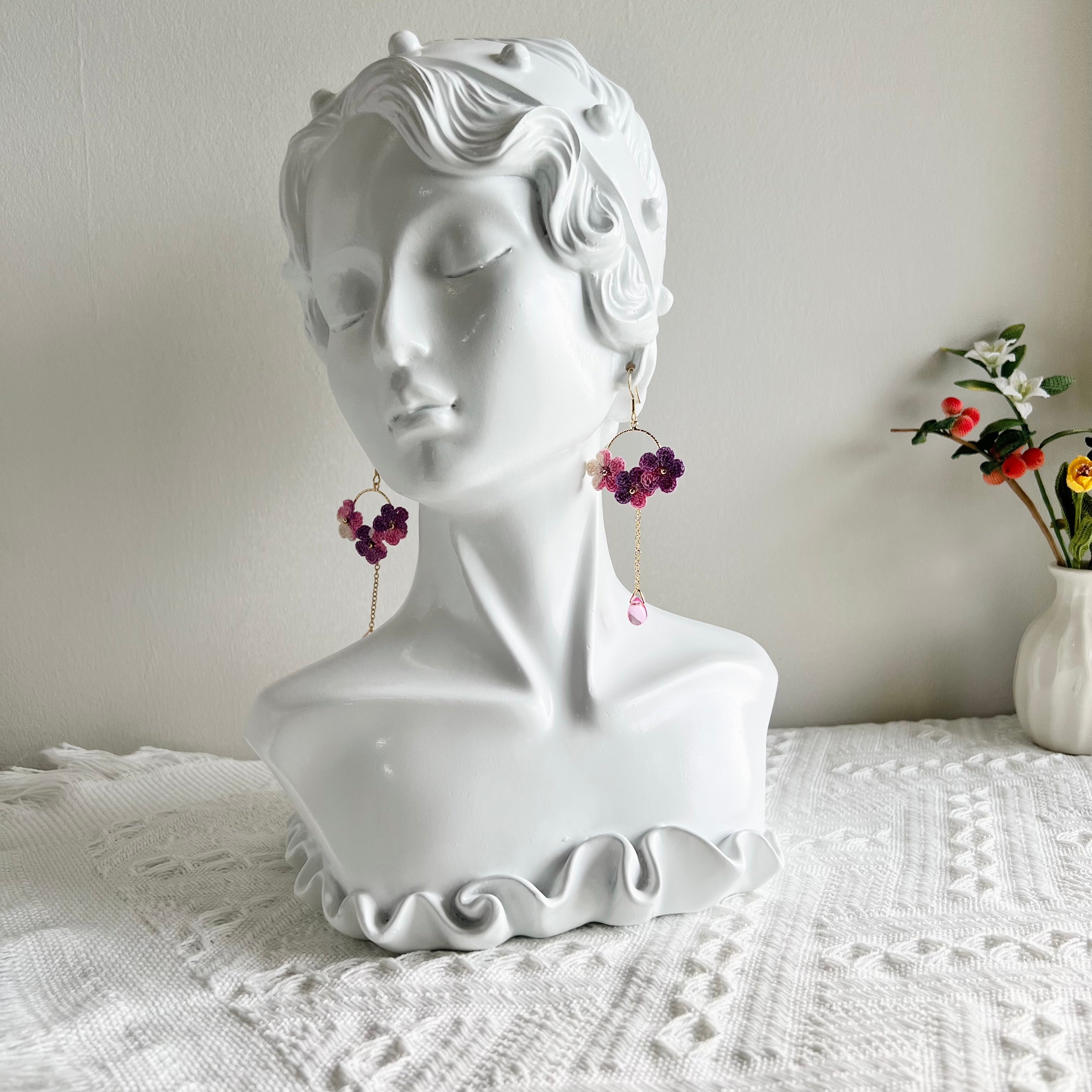 Mini Crochet Earrings Flower Earrings Handmade Drop Earrings Uni MiniCrochet Mini