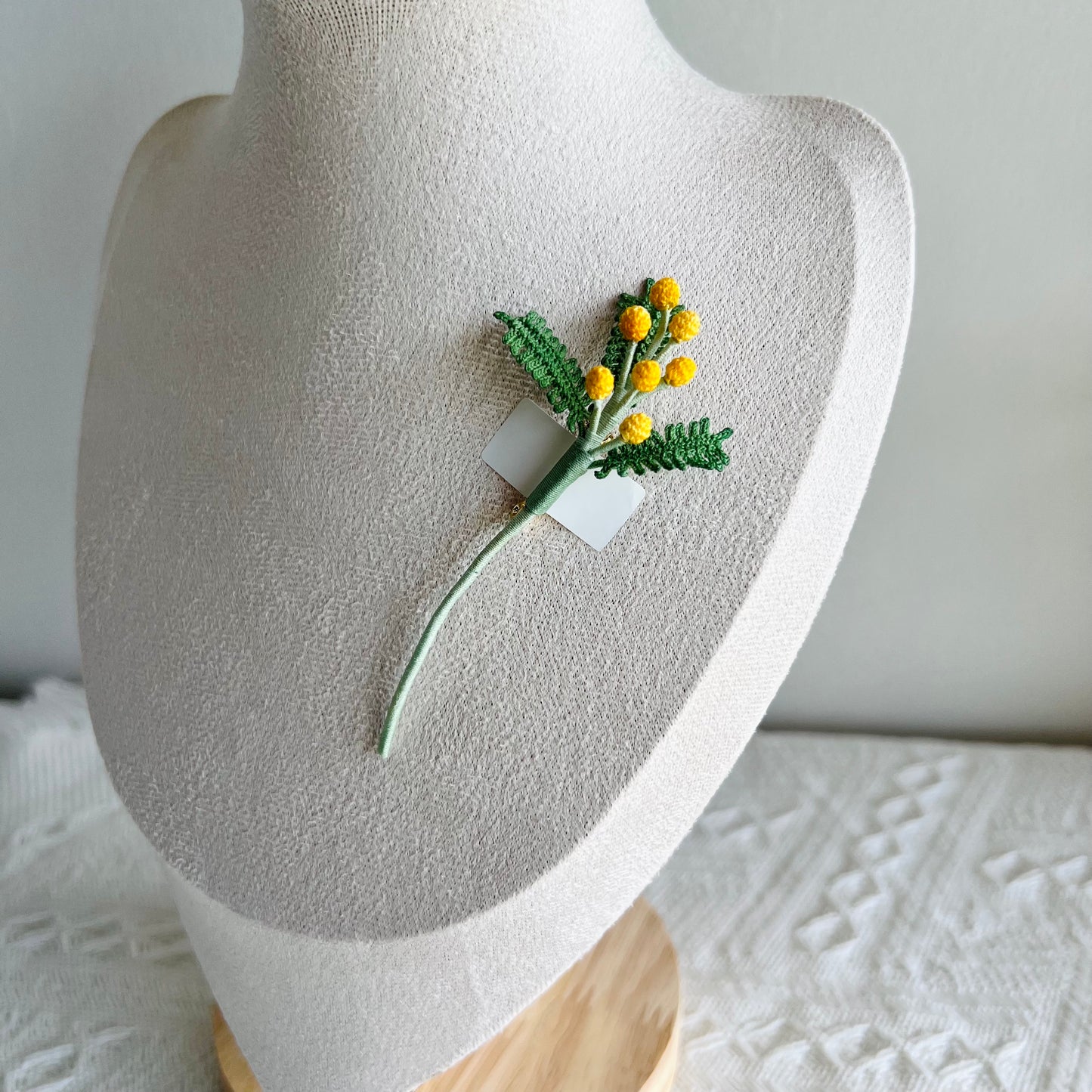 Micro Crochet Acacia Brooch Pin Yellow