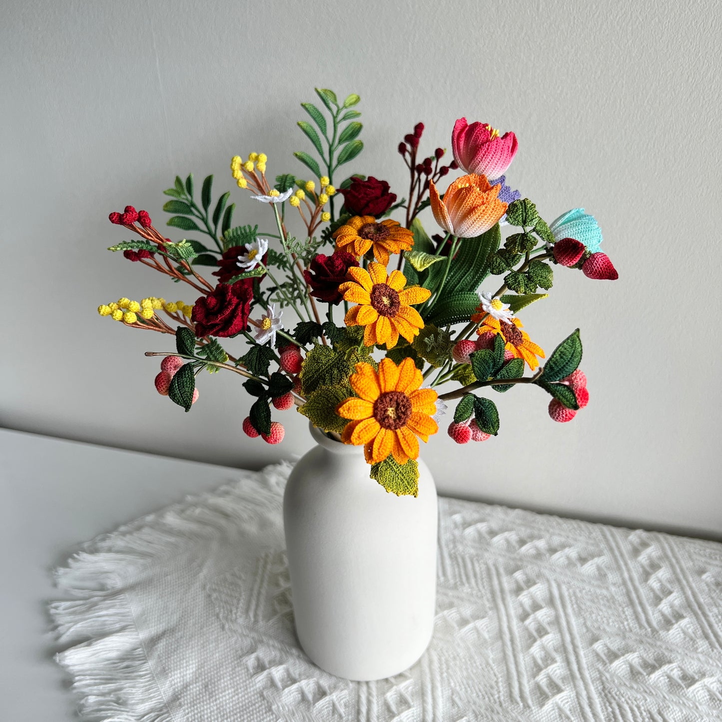 Micro Crochet Flower Bouquet | Crochet Flowers | Handmade Home Decor | Unique Gifts for Her