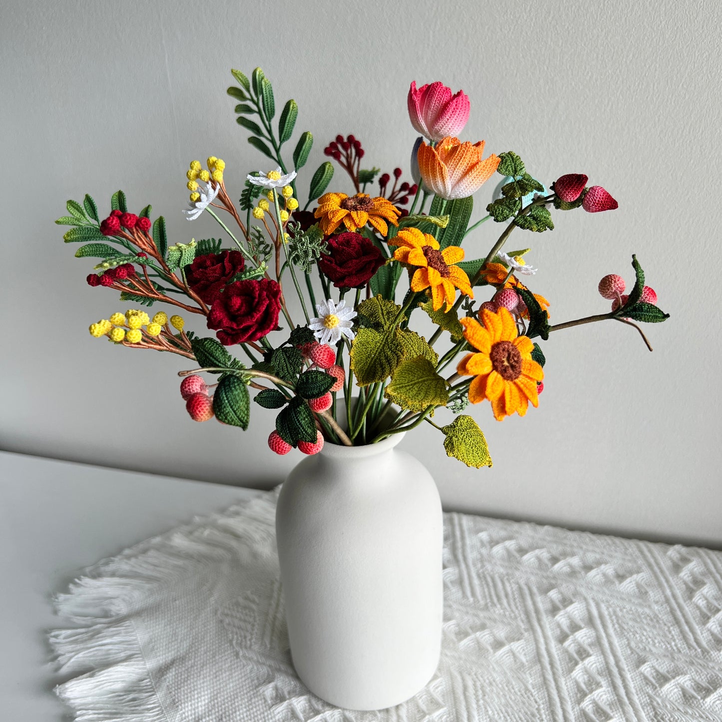 Micro Crochet Flower Bouquet | Crochet Flowers | Handmade Home Decor | Unique Gifts for Her