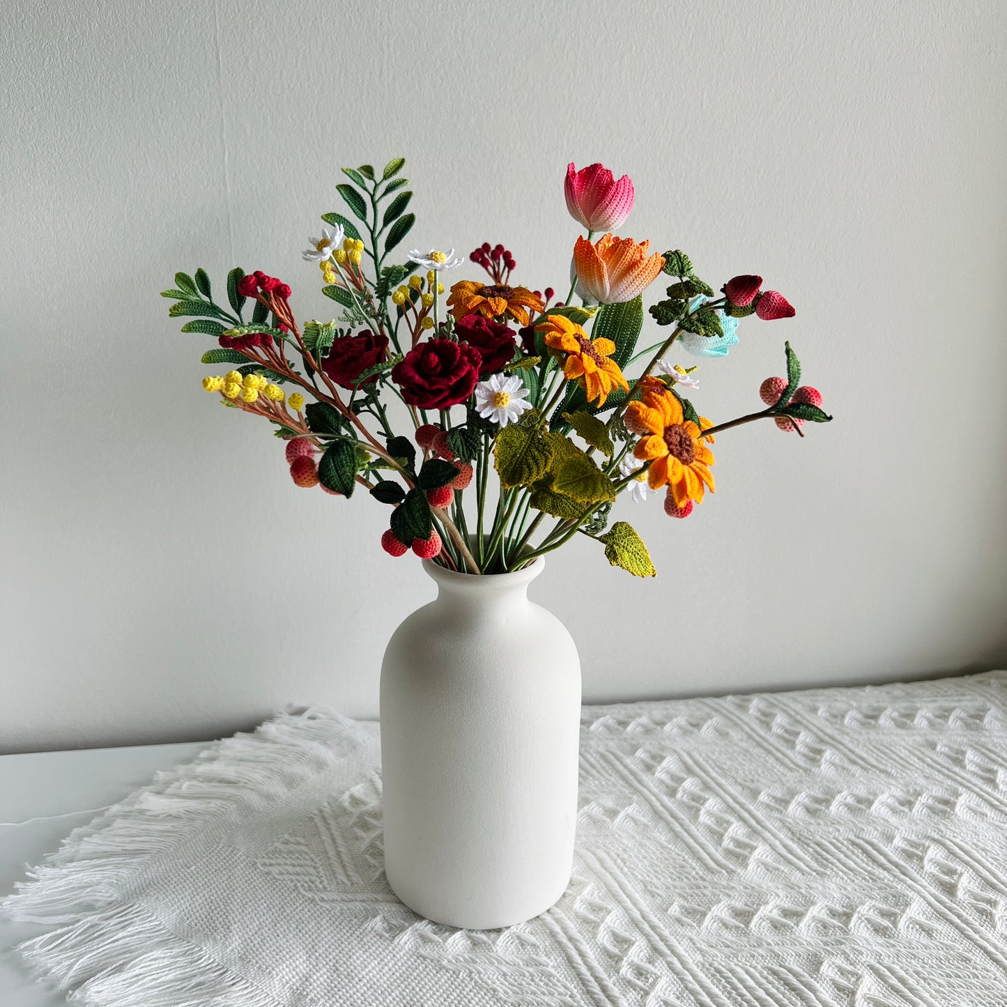 Micro Crochet Flower Bouquet | Crochet Flowers | Handmade Home Decor | Unique Gifts for Her