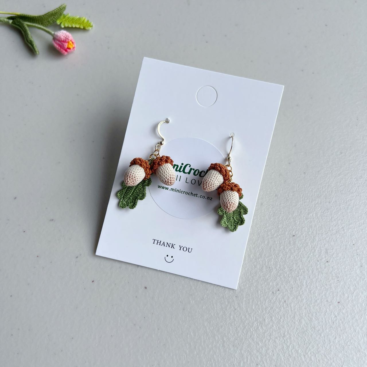 Micro Crochet Acorn Earrings