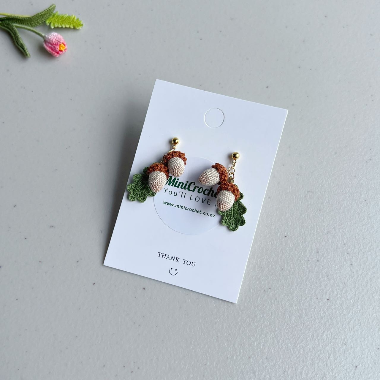 Micro Crochet Acorn Earrings