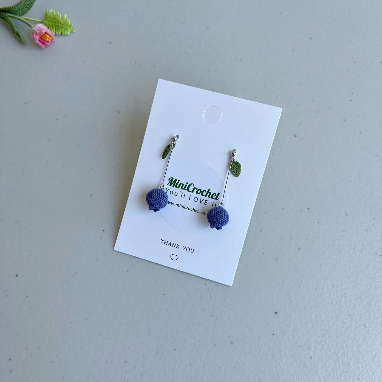 Micro Crochet Blueberry Earrings Sterling Silver S925