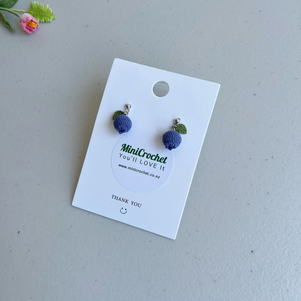 Micro Crochet Blueberry Earrings Sterling Silver S925