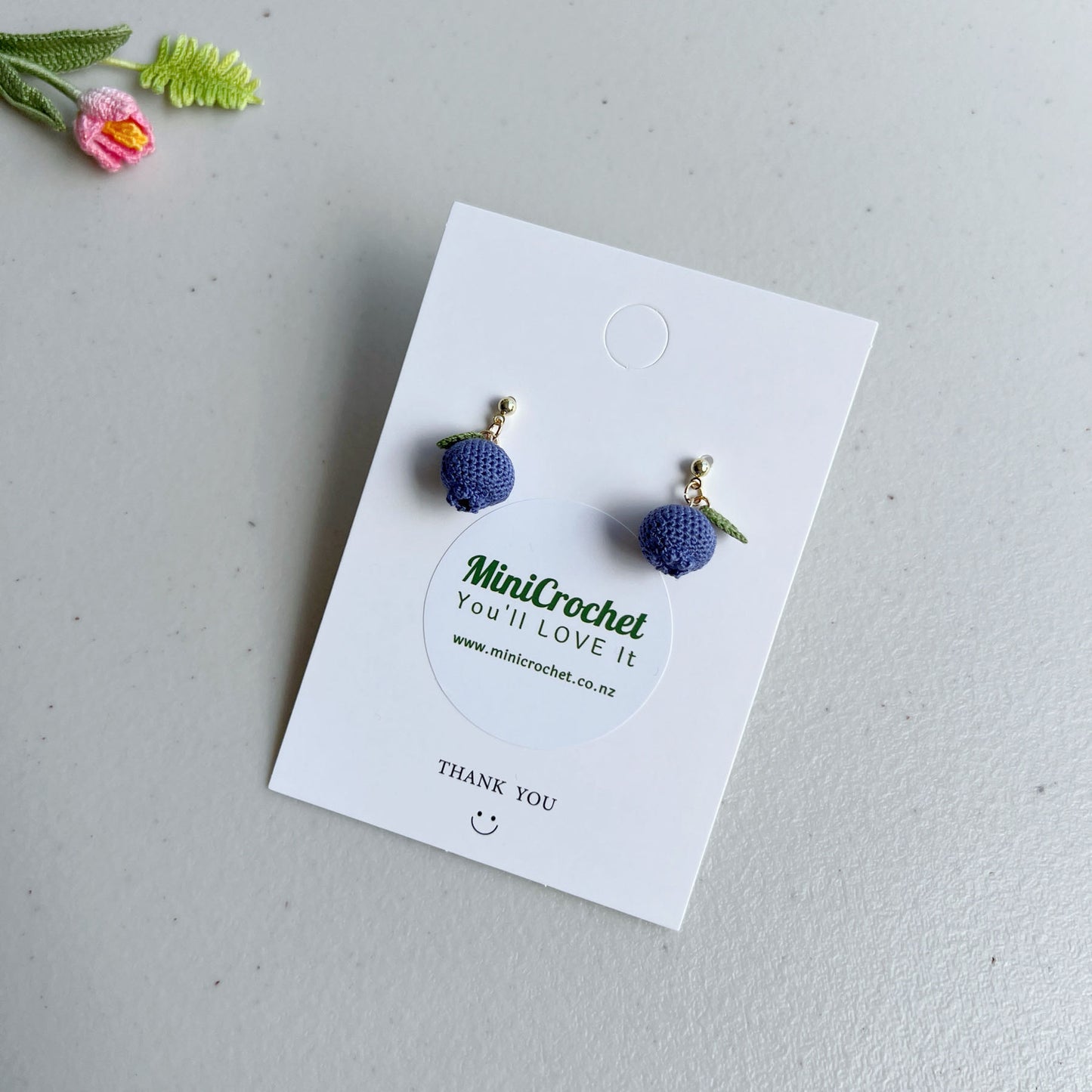 MiniCrochet Blueberry Earrings
