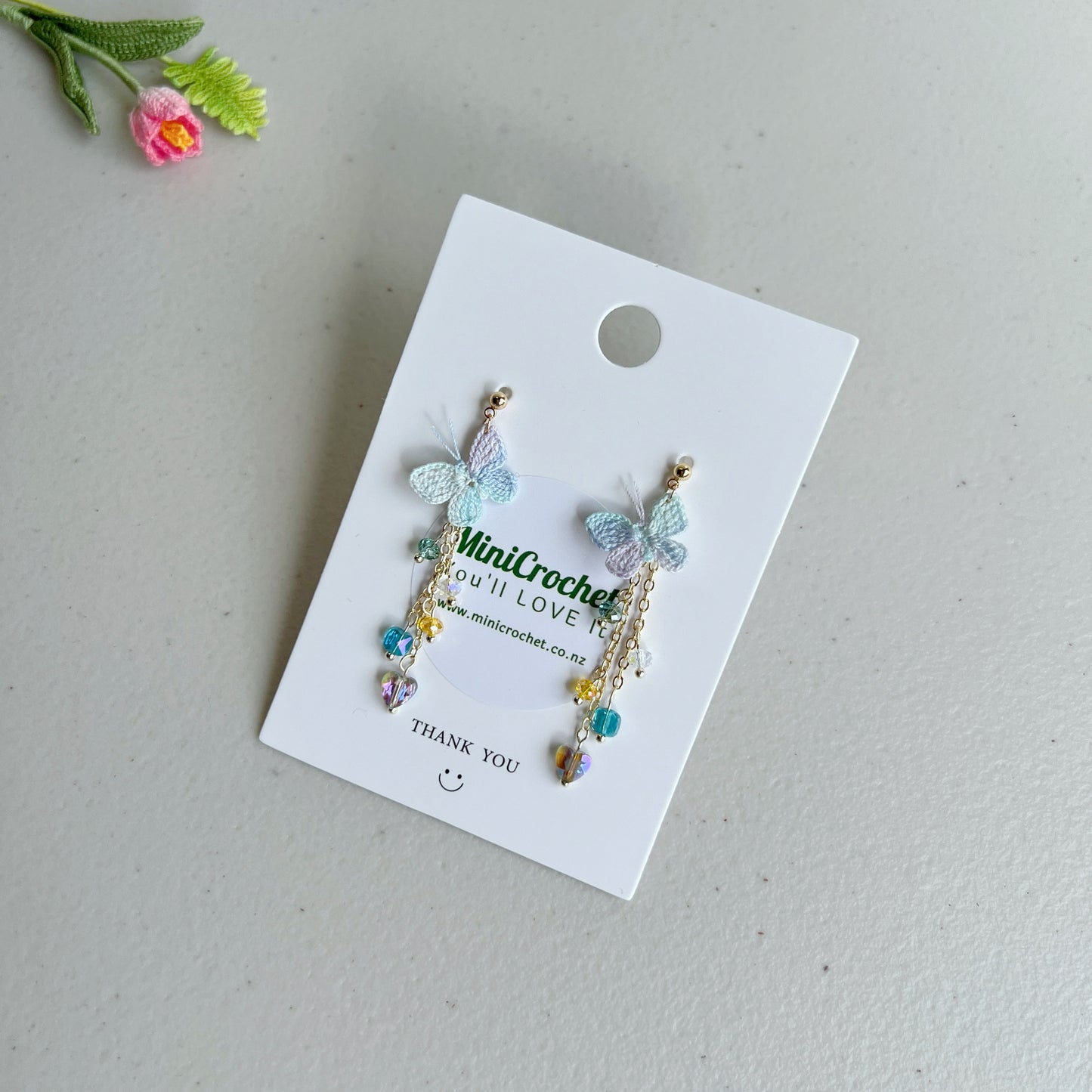 Micro Crochet Butterfly Earrings | Handmade Butterfly Dangle Earrings | Unique Gift for Her