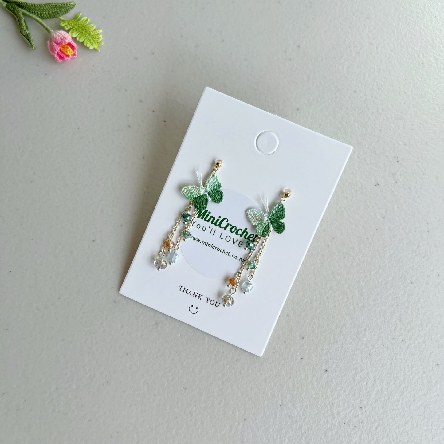 Micro Crochet Butterfly Earrings | Handmade Butterfly Dangle Earrings | Unique Gift for Her