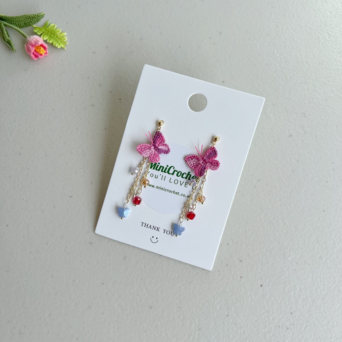 Micro Crochet Butterfly Earrings | Handmade Butterfly Dangle Earrings | Unique Gift for Her