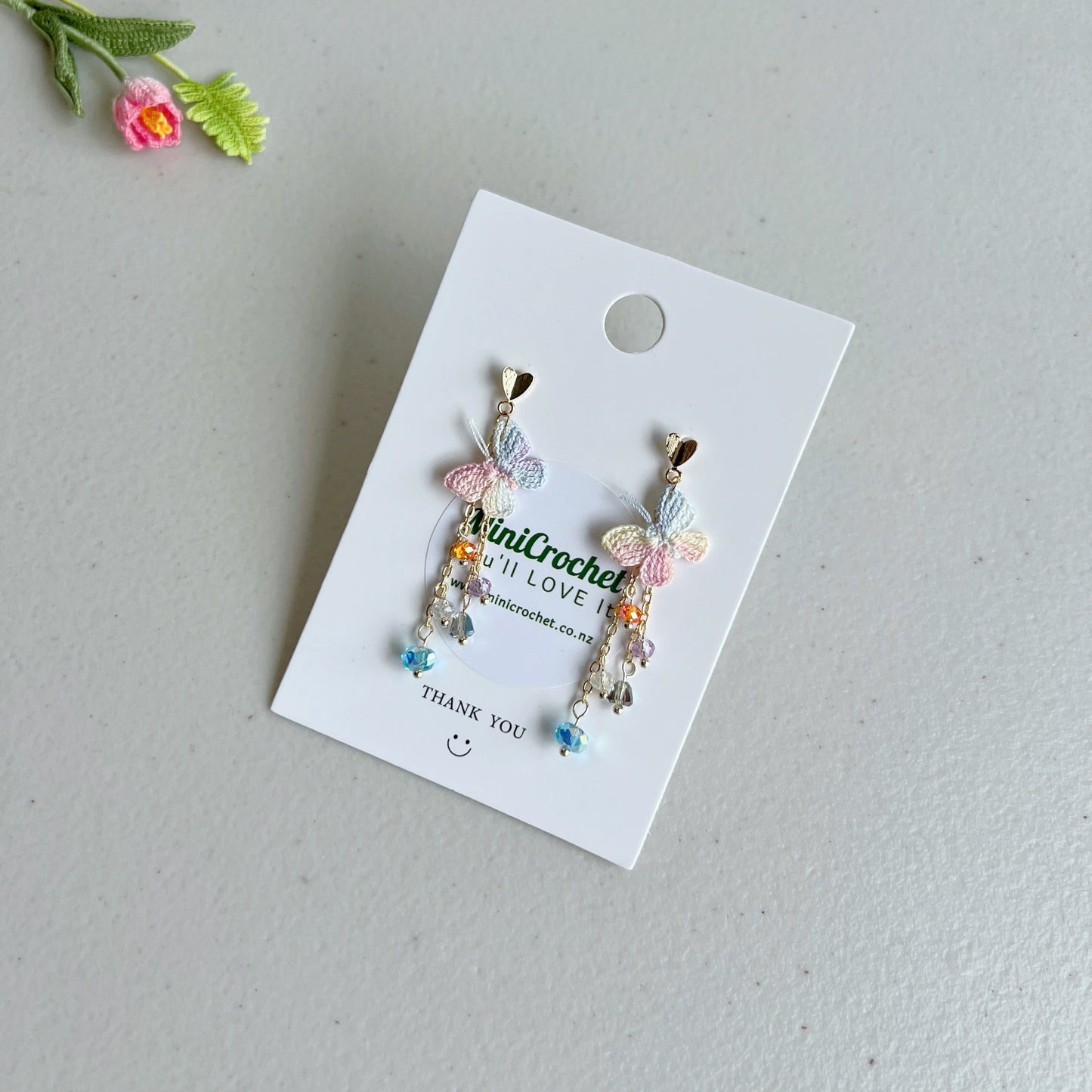 Micro Crochet Butterfly Earrings | Handmade Butterfly Dangle Earrings | Unique Gift for Her