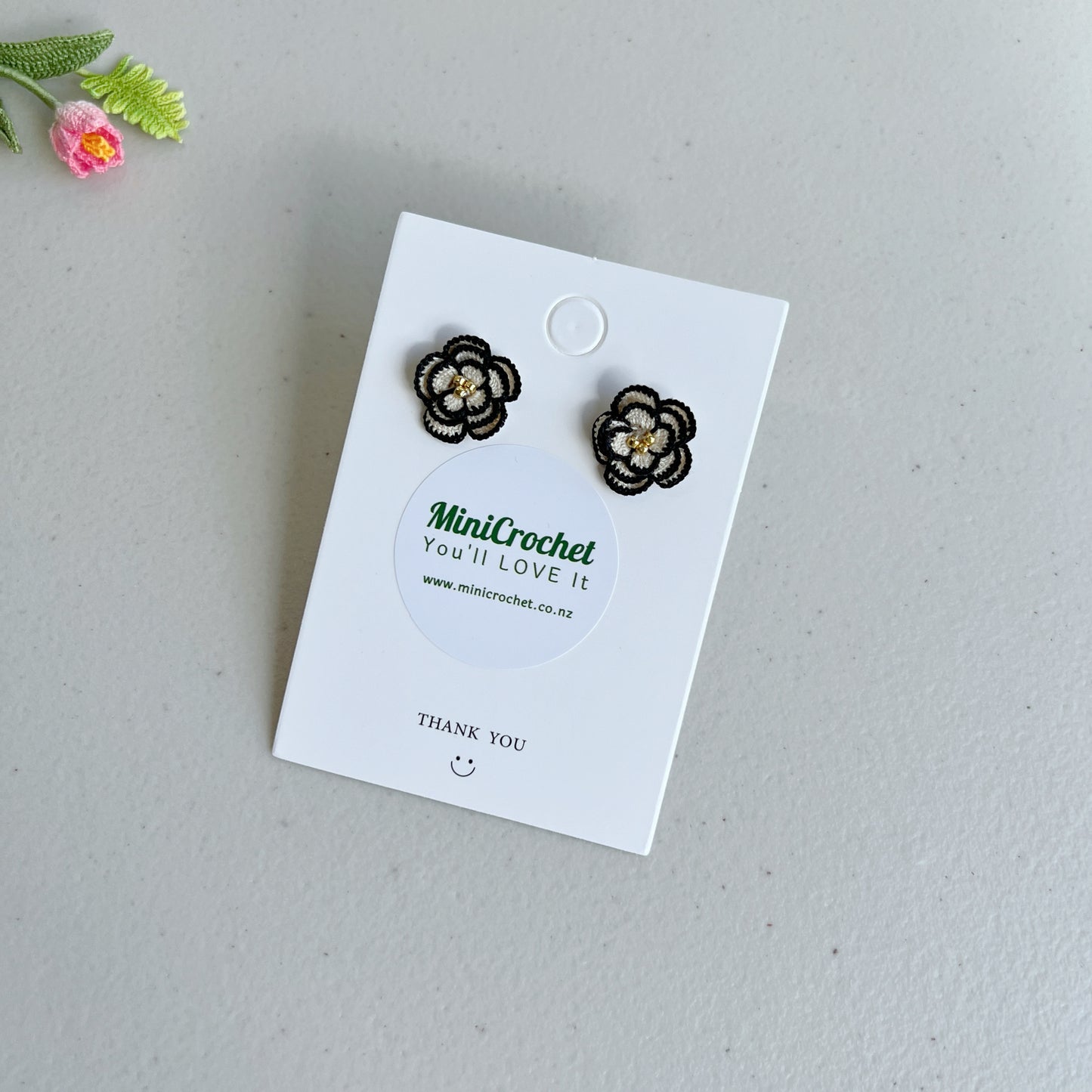 Micro Crochet Camellia Earrings | Special Gift for Her