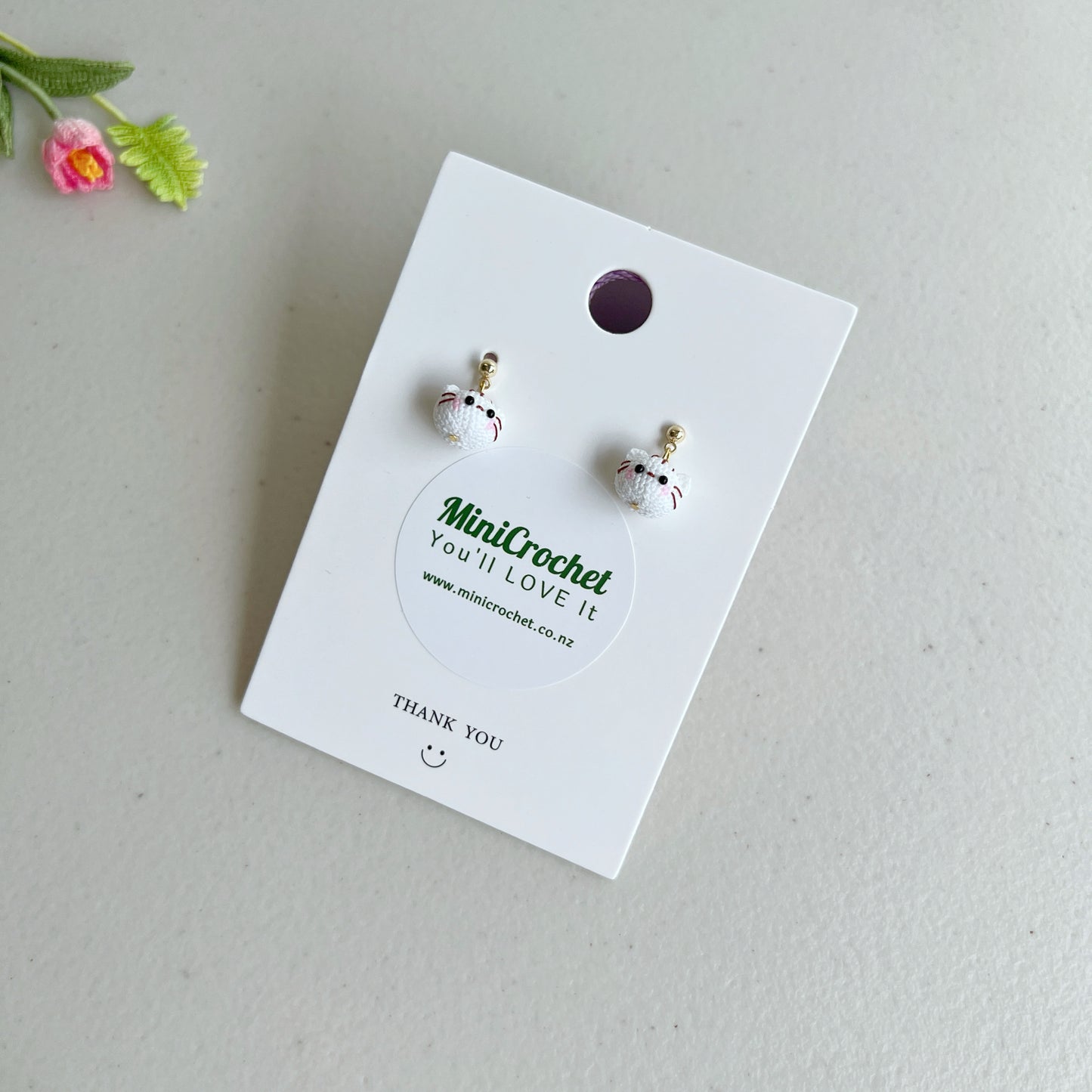 Micro Crochet Kitty Earrings | Special Gift for a Cat Lover