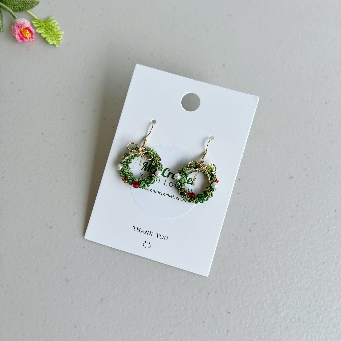 Micro Crochet Christmas Earrings | Crochet Christmas Garland | Handmade Garland Jewellery | Unique Gifts for Her