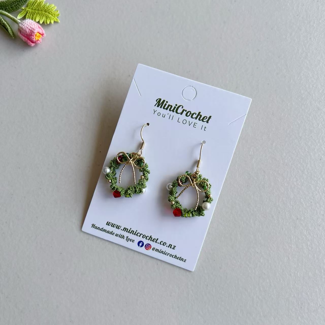 Micro Crochet Christmas Garland Earrings
