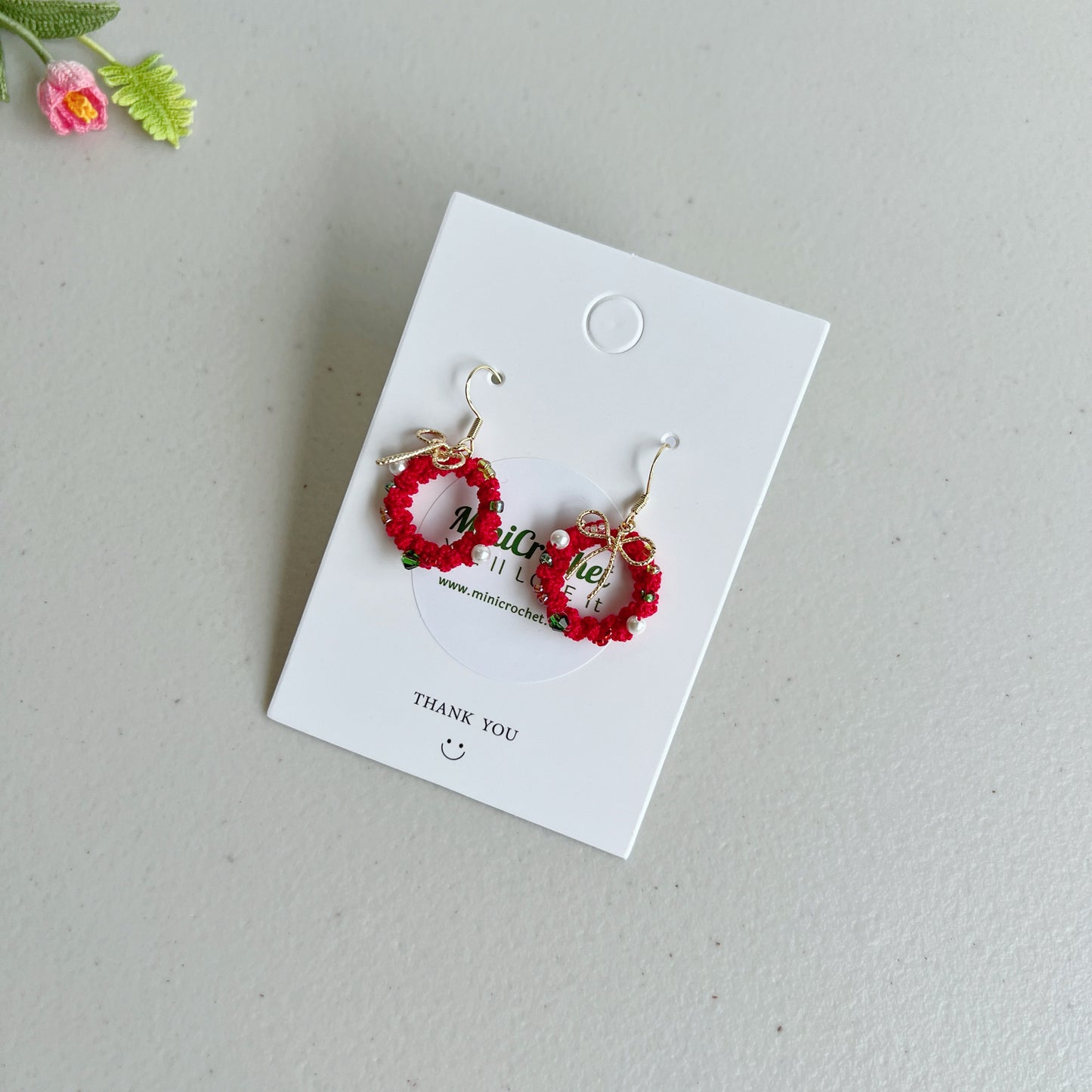 Micro Crochet Christmas Earrings | Crochet Christmas Garland | Handmade Garland Jewellery | Unique Gifts for Her