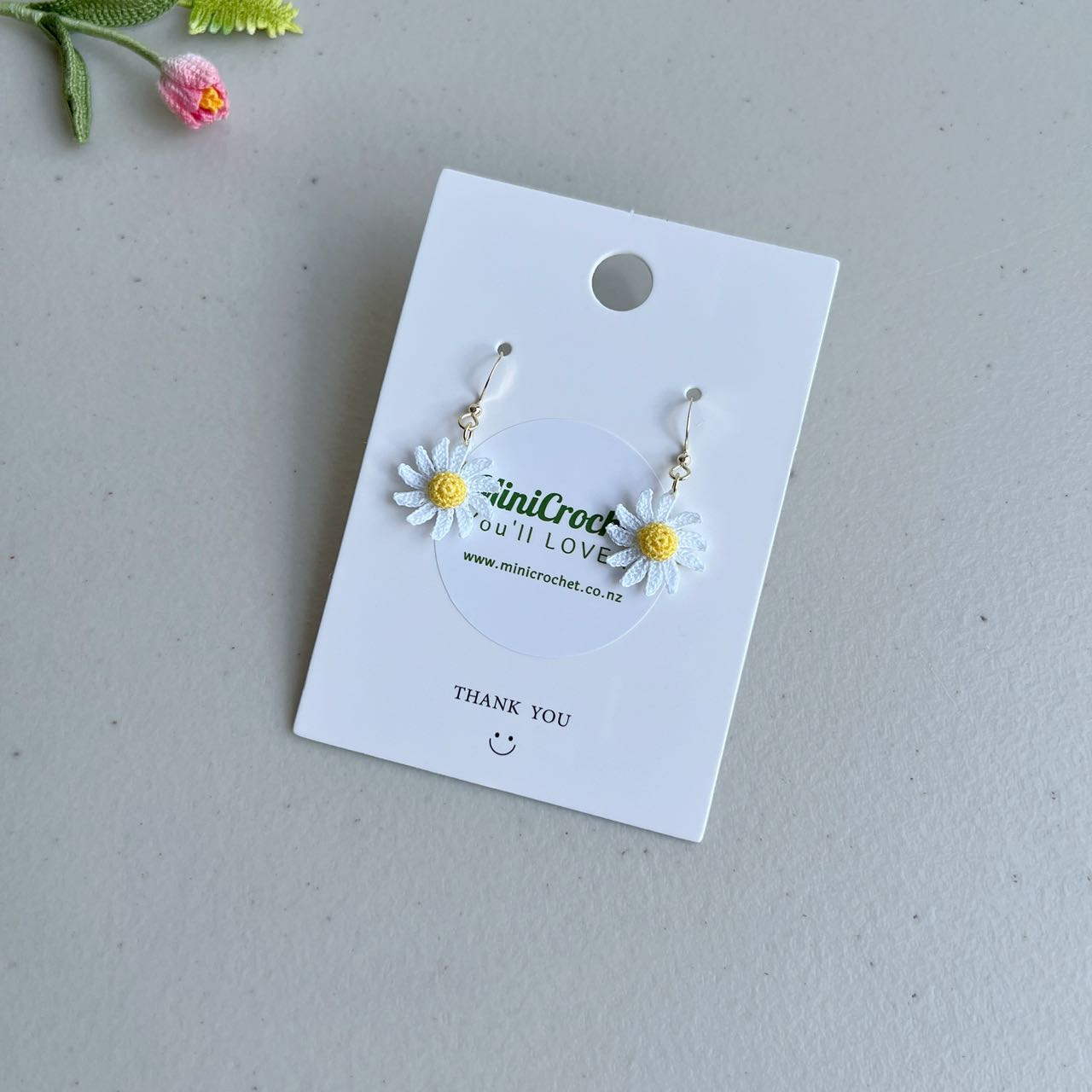 Micro Crochet Daisy Earrings | Unique Gift for Her