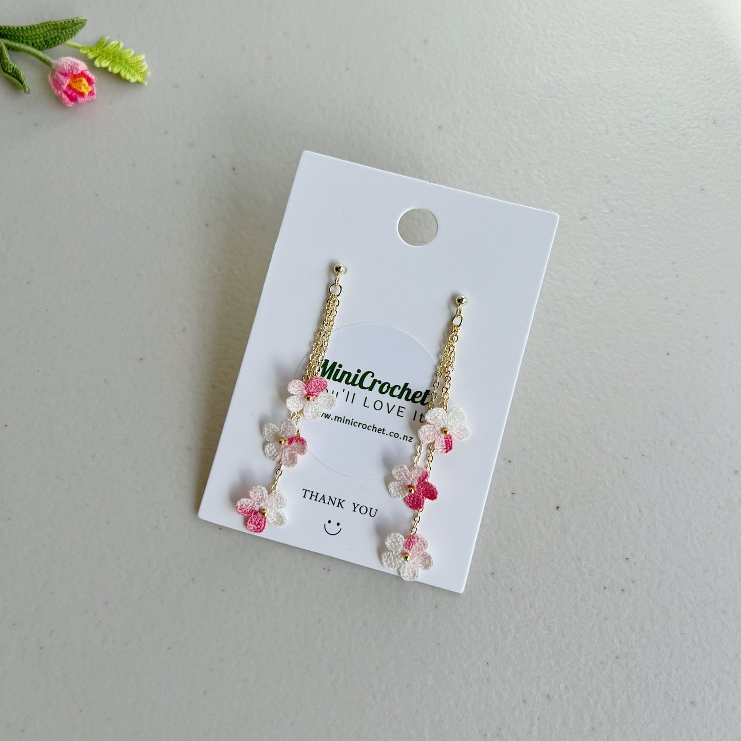Micro Crochet Forget-Me-Not Earrings