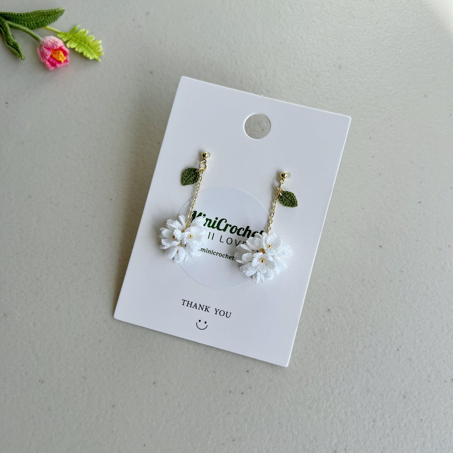 Micro Crochet Flower Dangles | Handmade Earrings | Unique Gift for Her
