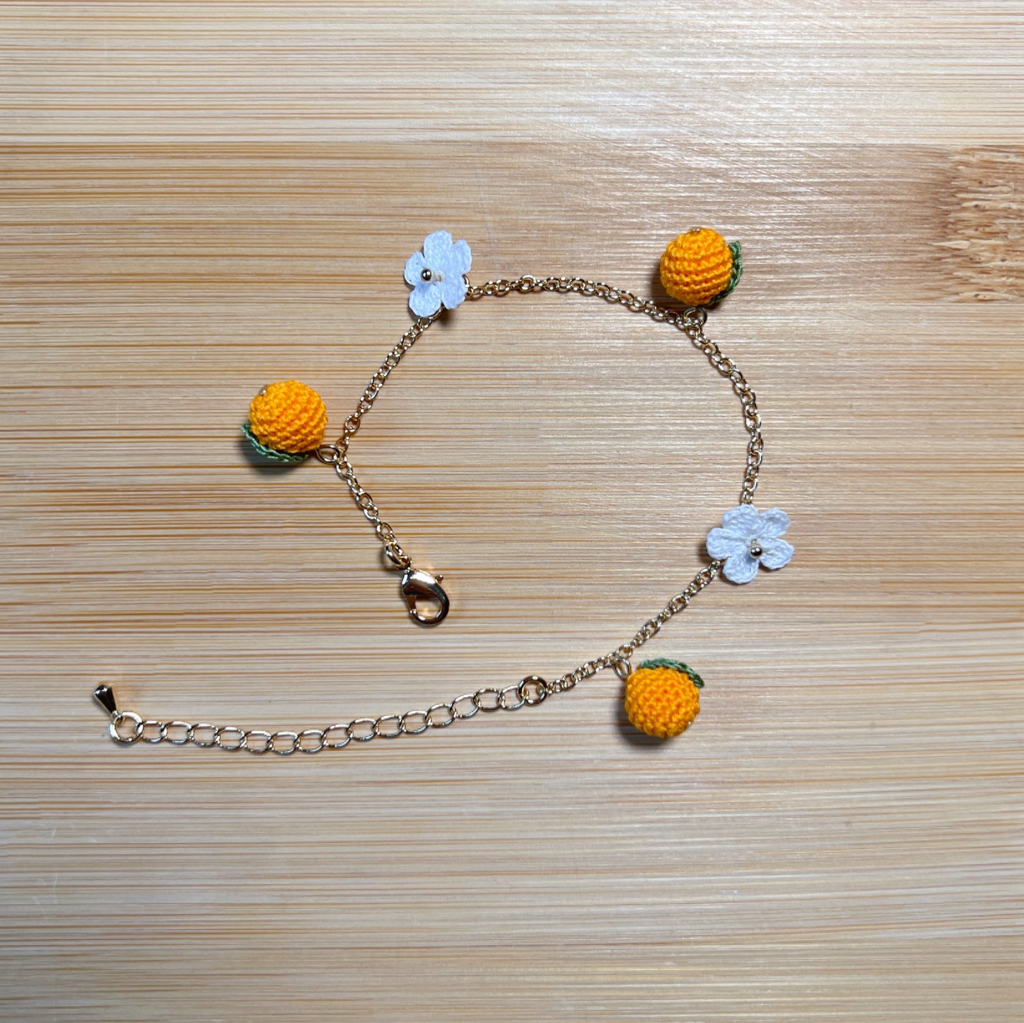 Micro Crochet Fruit Orange Bracelet | Handmade Gift for Her