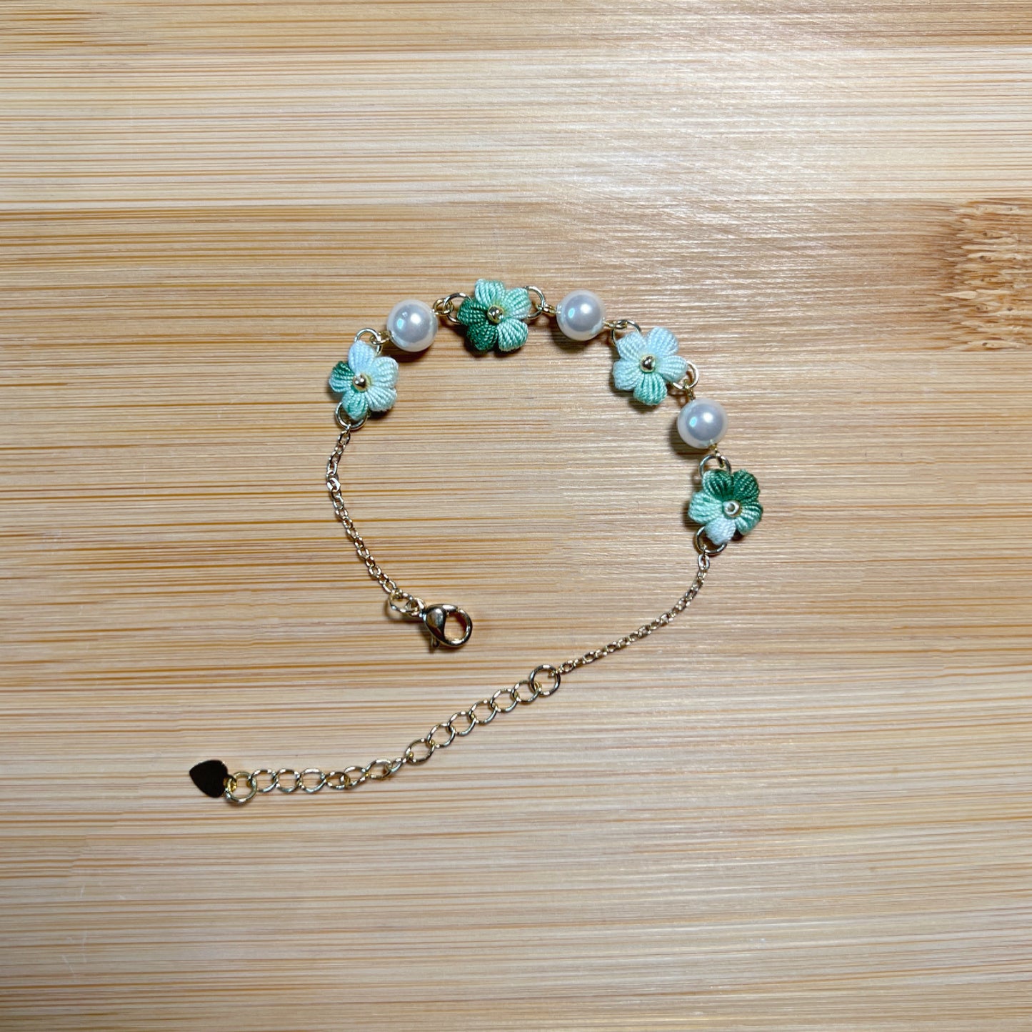Micro Crochet Flower Bracelet with Pearls | Handmade Jewellery