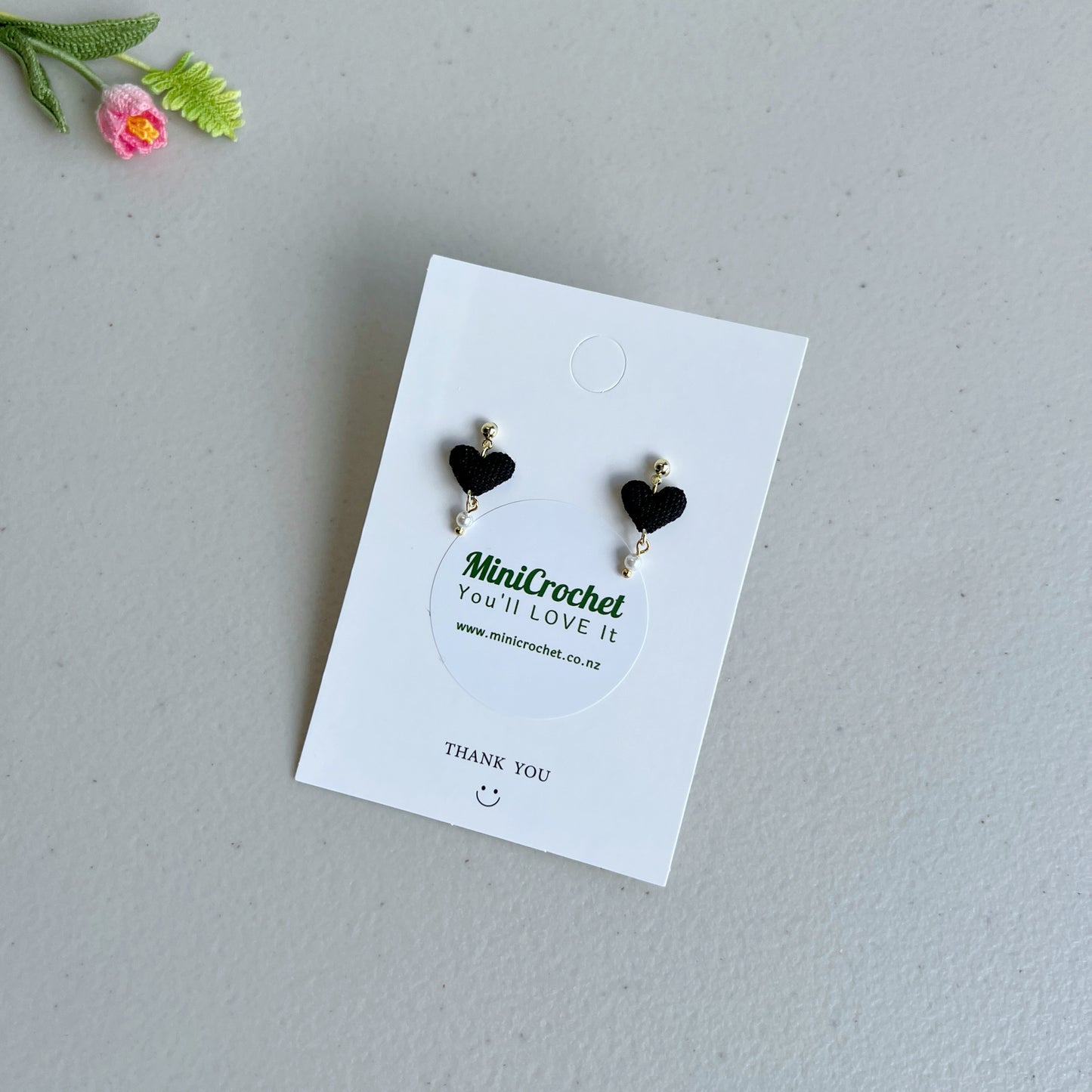Micro Crochet Earrings | Heart Drop Earrings | Handmade Gifts for Her