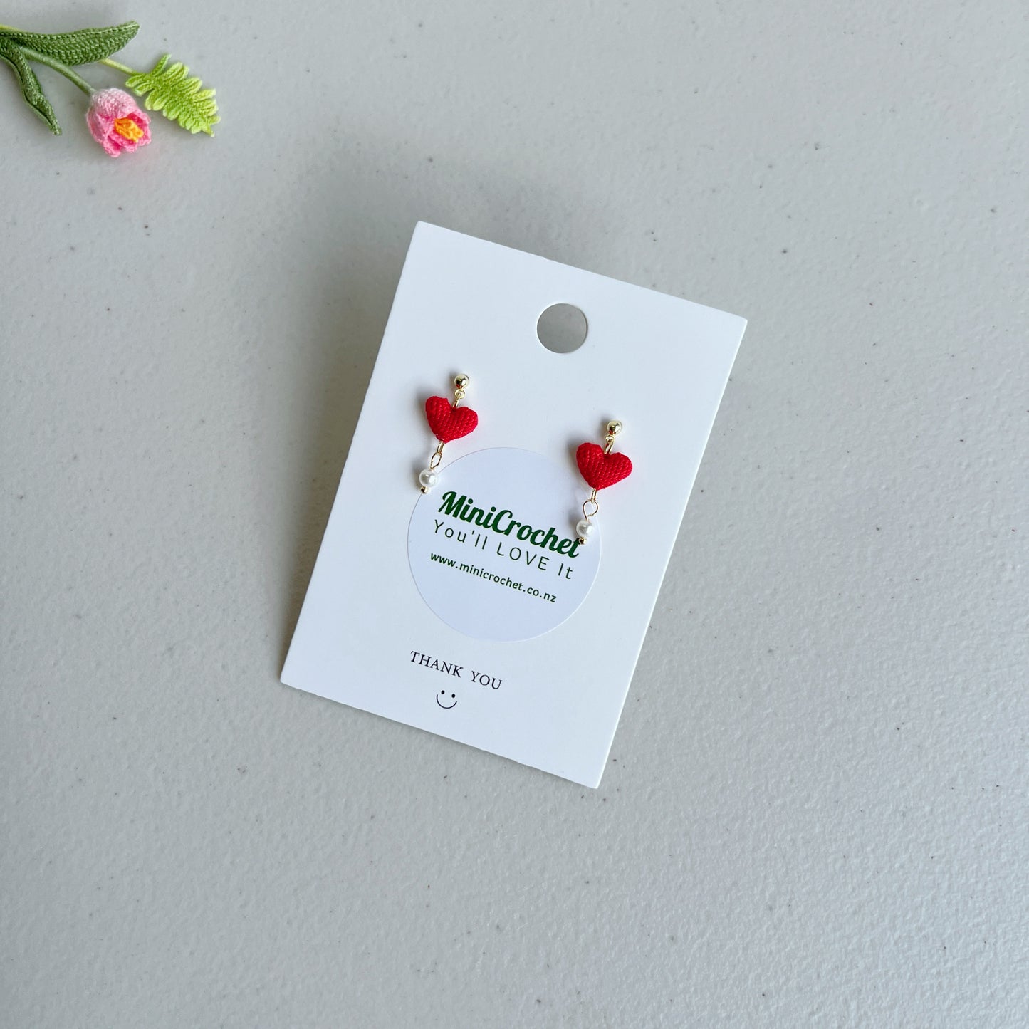 Micro Crochet Earrings | Heart Drop Earrings | Handmade Gifts for Her