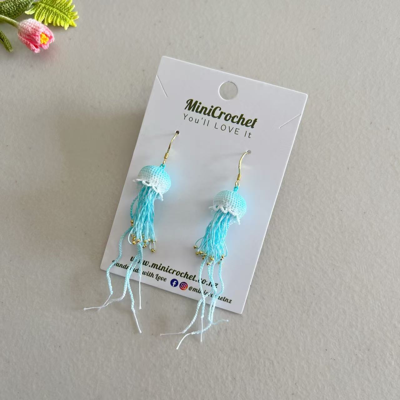 Micro Crochet Earrings | Crochet Jellyfish Earrings | Unique Gift for Her