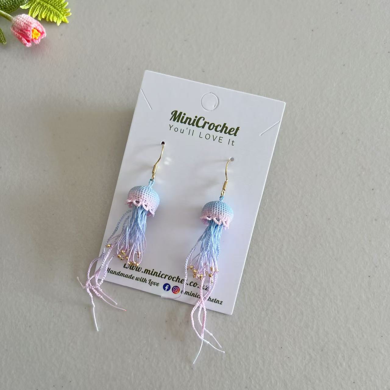 Micro Crochet Earrings | Crochet Jellyfish Earrings | Unique Gift for Her