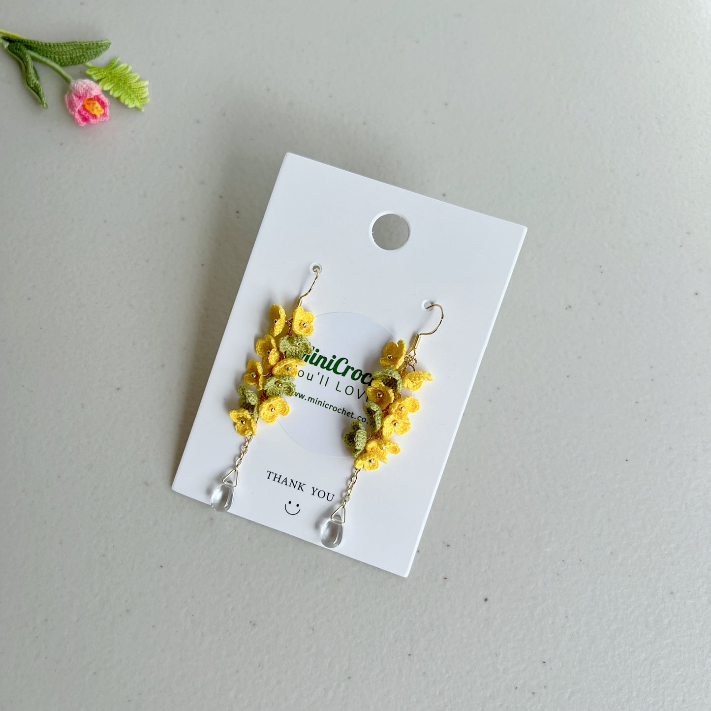 Micro Crochet Flower Earrings | Handmade Dangle Earrings | Unique Gift for Her
