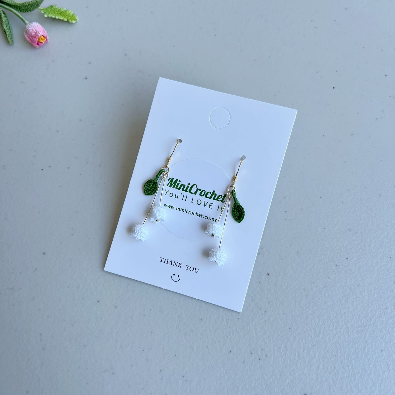 Crochet Lily of the Valley Earrings | Lily Dangle | Handmade Drop Earrings
