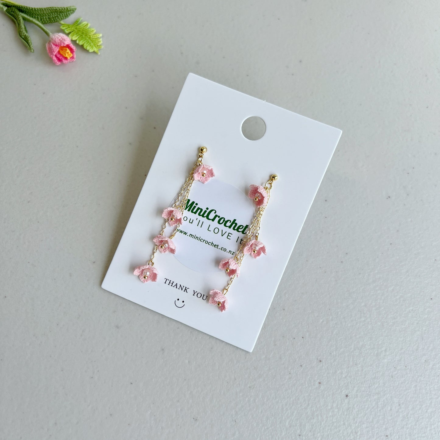 Micro Crochet Flower Dangling | Forget Me Not Earrings | Handmade Earrings | Floral Earrings