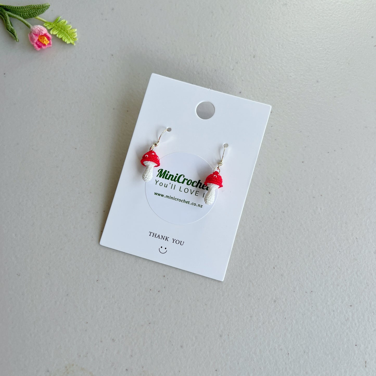 Micro Crochet Mushroom Earrings | Handmade Gifts for Her
