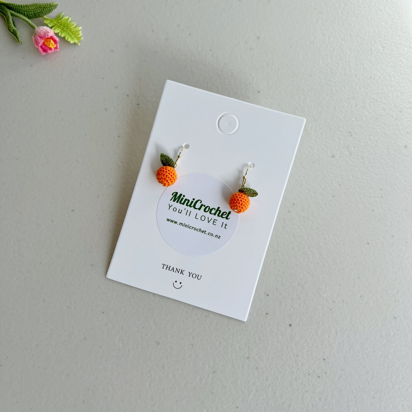 Micro Crochet Orange Earrings | Orange Drop Earrings | Handmade Fruit Earrings