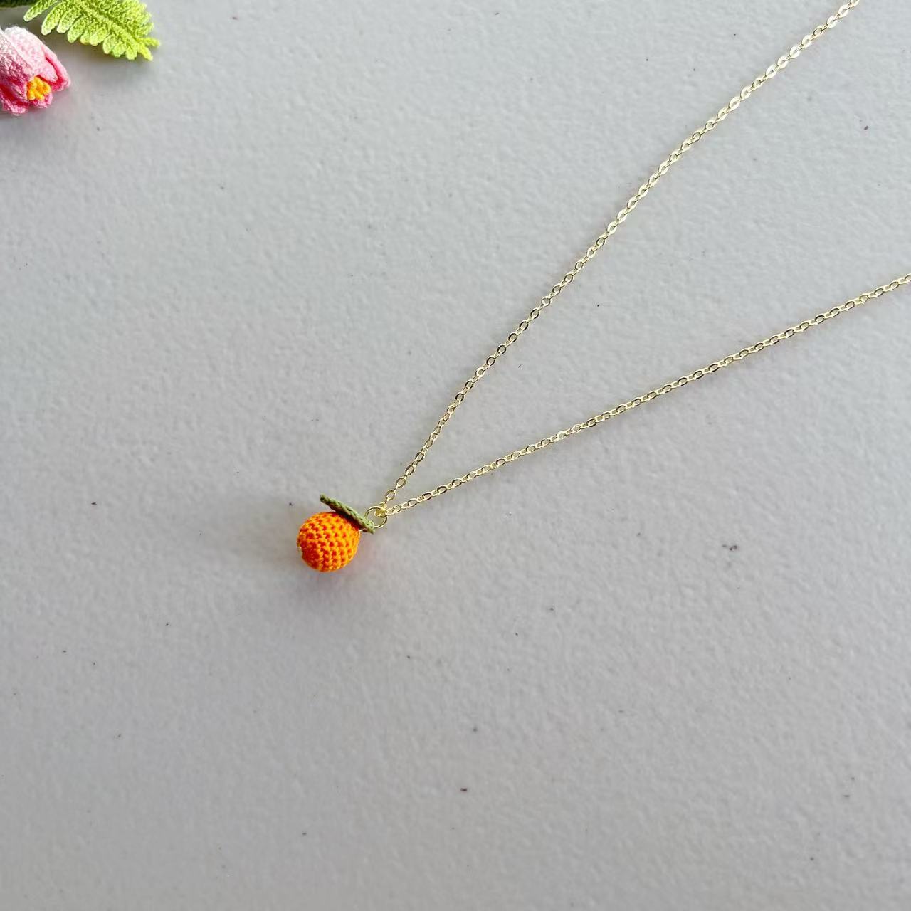 Micro Crochet Fruit Orange Necklace