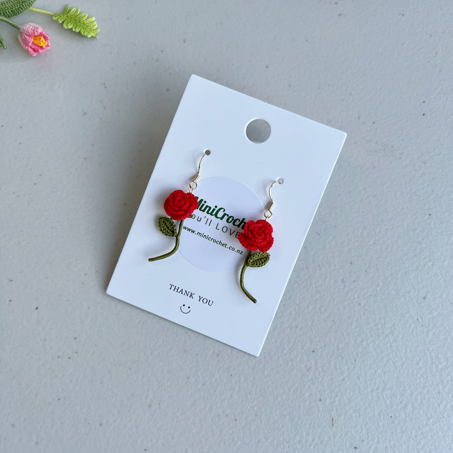 Micro Crochet Rose Earrings | Rose Dangle | Handmade Drop Earrings | Handmade Rose Earrings | Flower Earrings | Special Earrings for Her