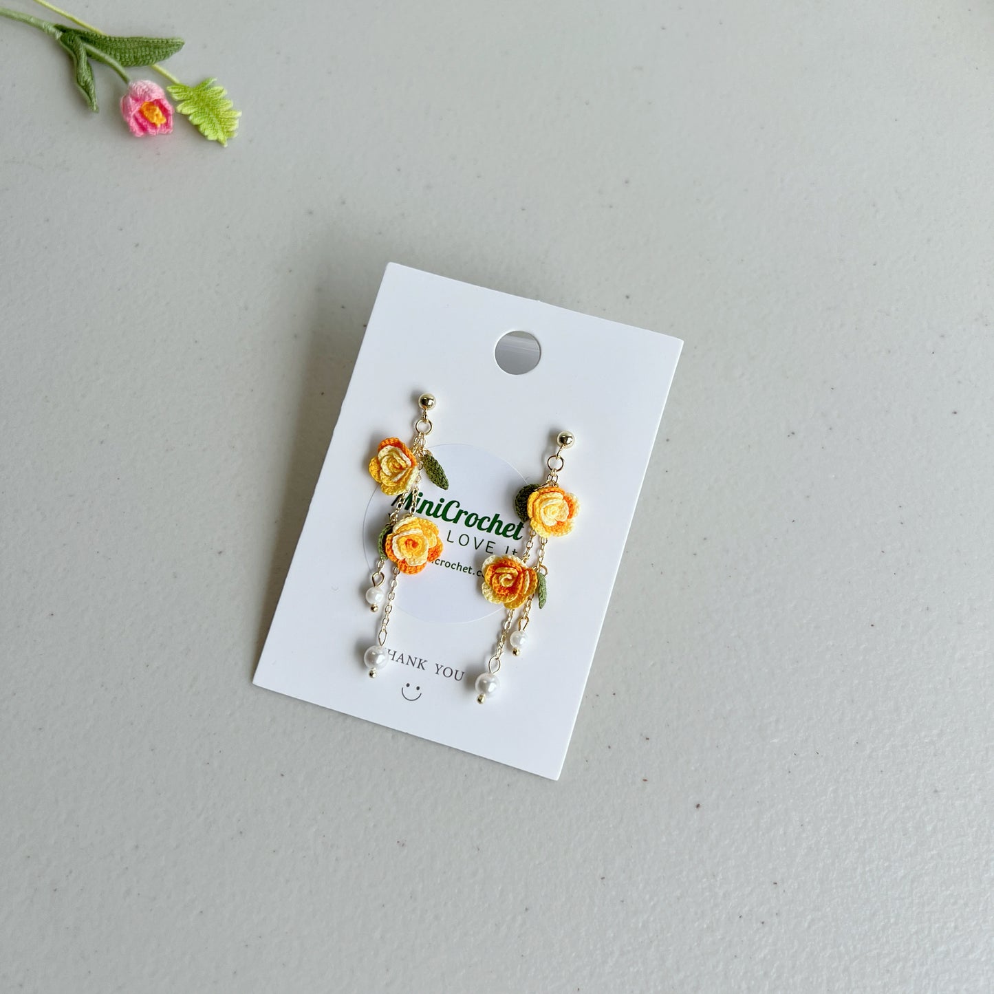 Micro Crochet Rose Dangle Earrings | Handmade Rose Earrings | Special Gift for Her