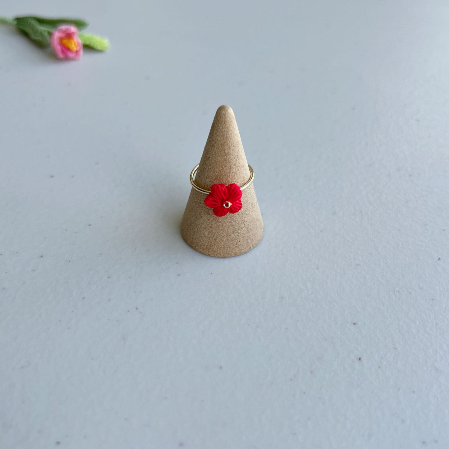 Micro Crochet Flower Ring | Handmade Open Ring