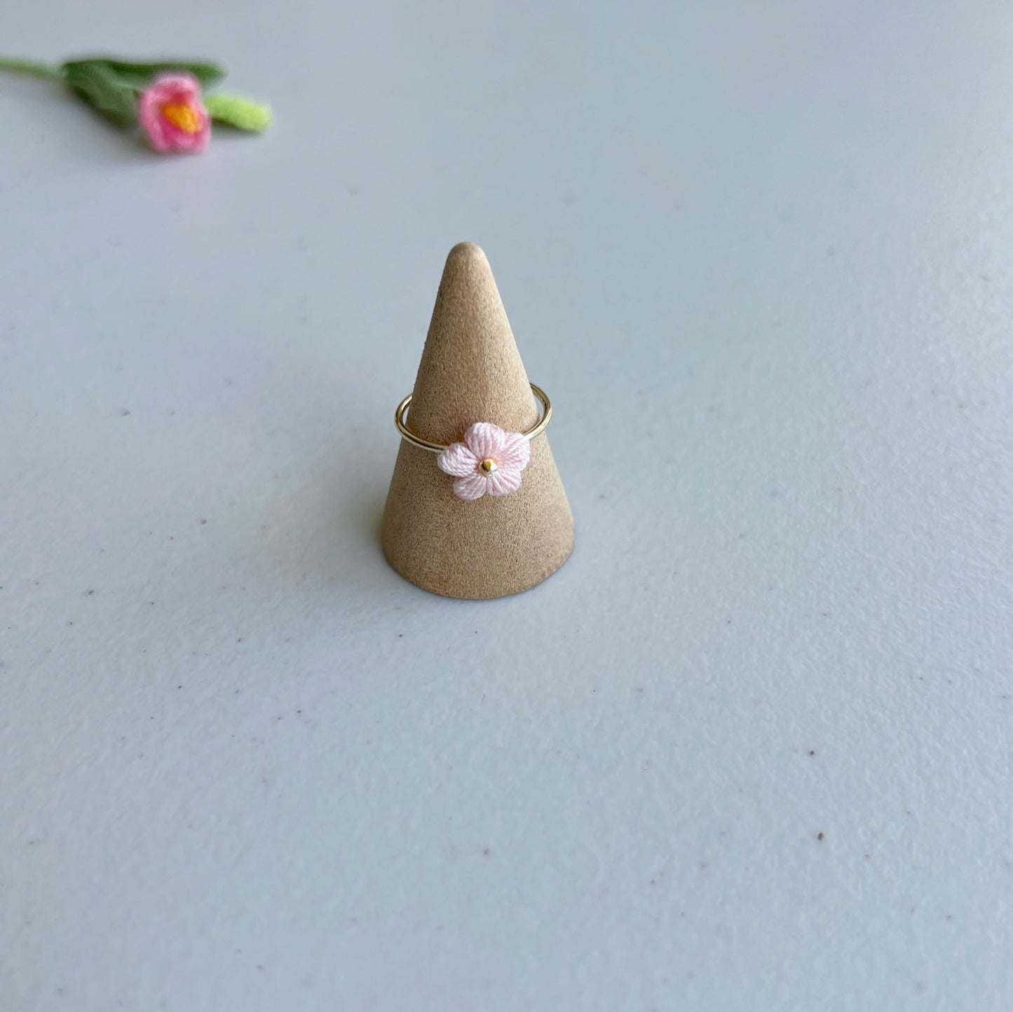 Micro Crochet Flower Ring | Handmade Open Ring