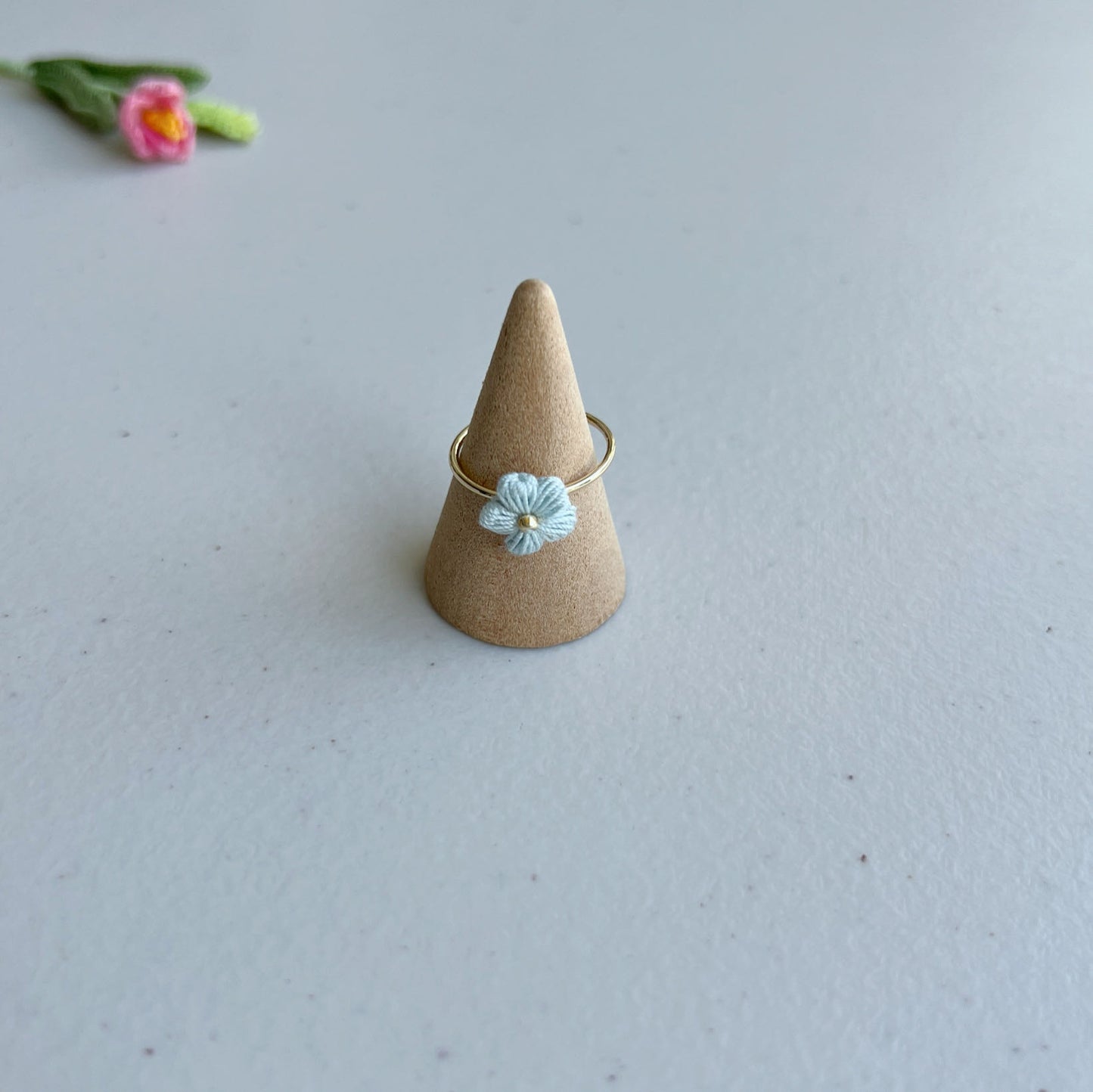 Micro Crochet Flower Ring | Handmade Open Ring
