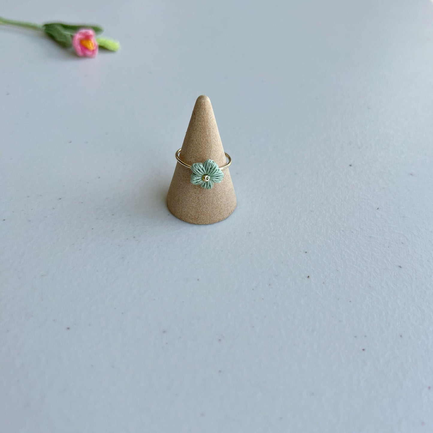 Micro Crochet Flower Ring | Handmade Open Ring