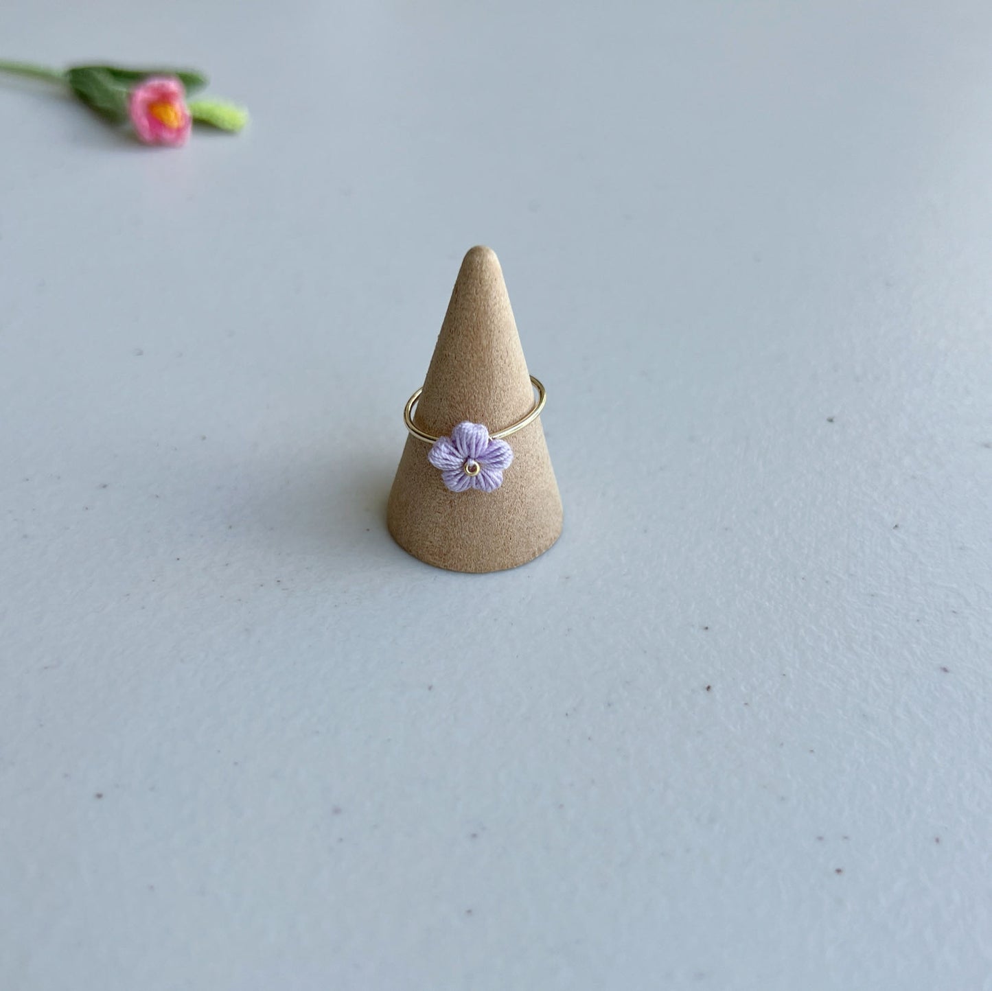 Micro Crochet Flower Ring | Handmade Open Ring