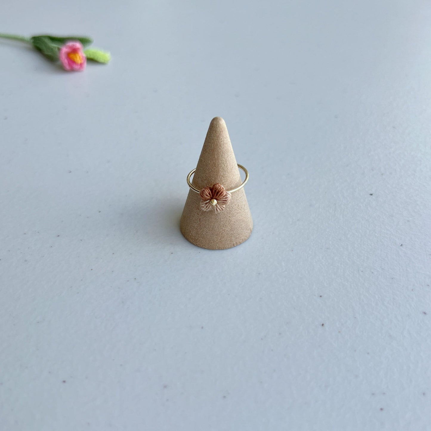 Micro Crochet Flower Ring | Handmade Open Ring