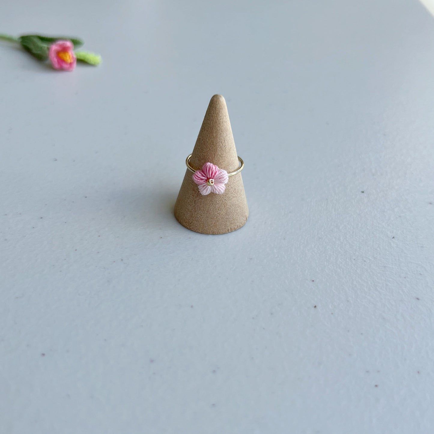 Micro Crochet Flower Ring | Handmade Open Ring