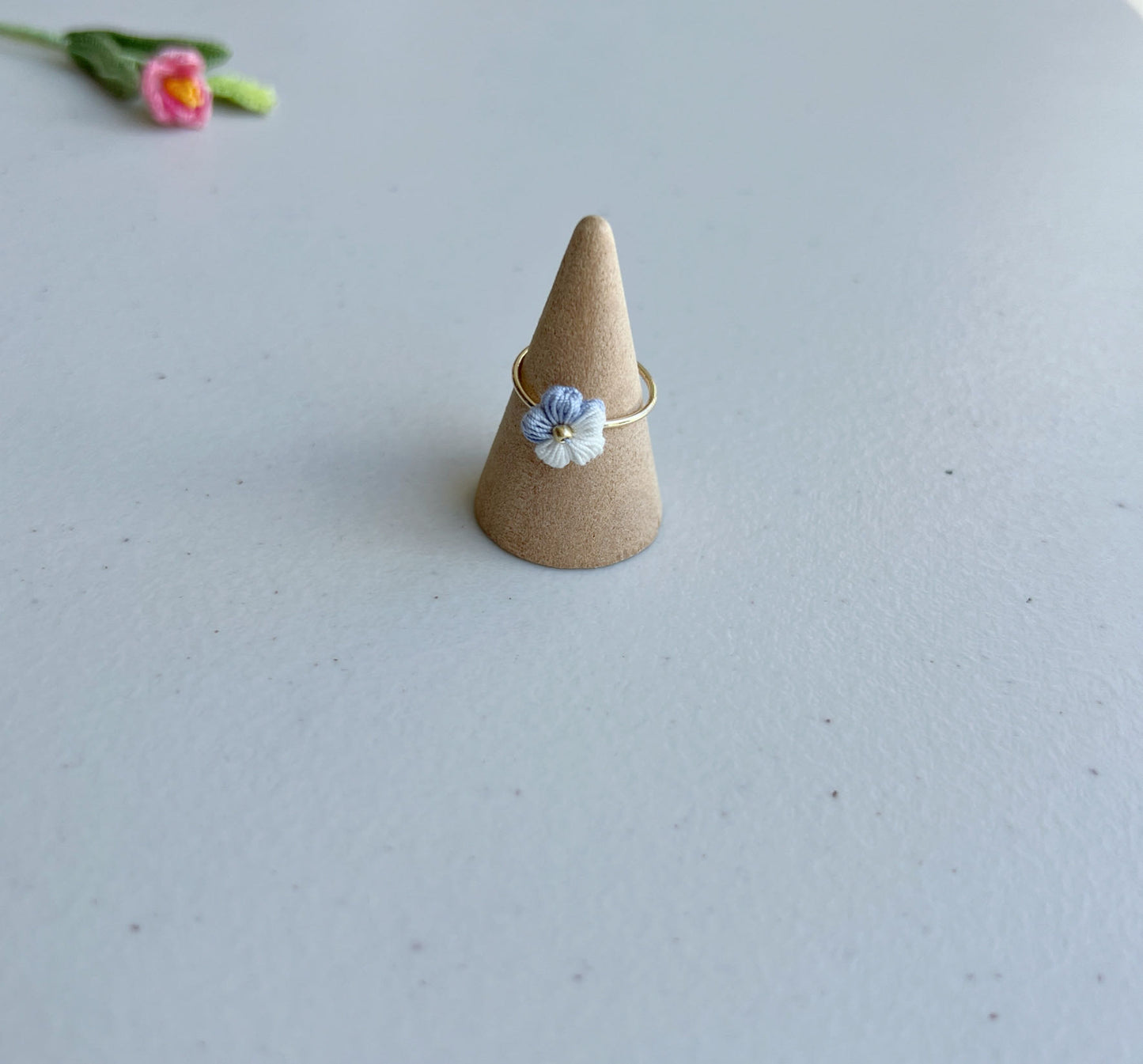 Micro Crochet Flower Ring | Handmade Open Ring
