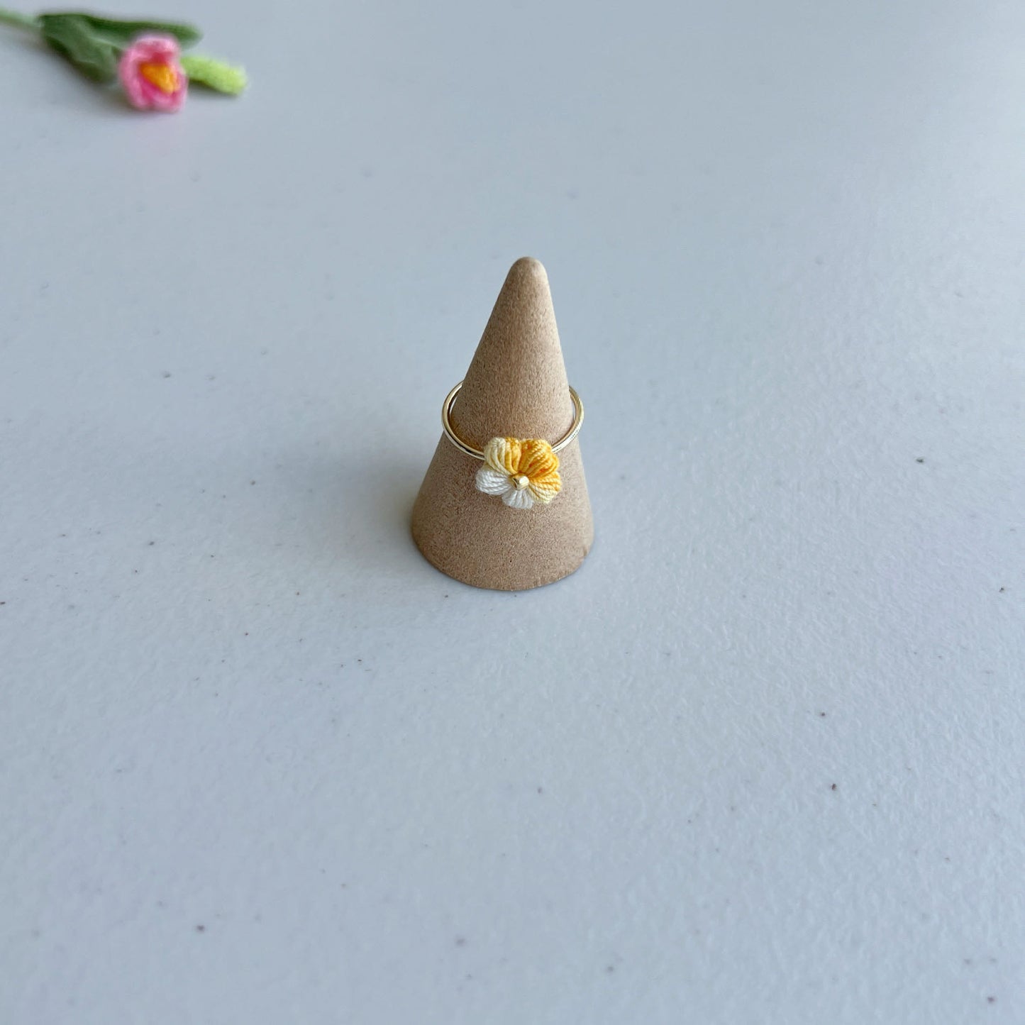 Micro Crochet Flower Ring | Handmade Open Ring