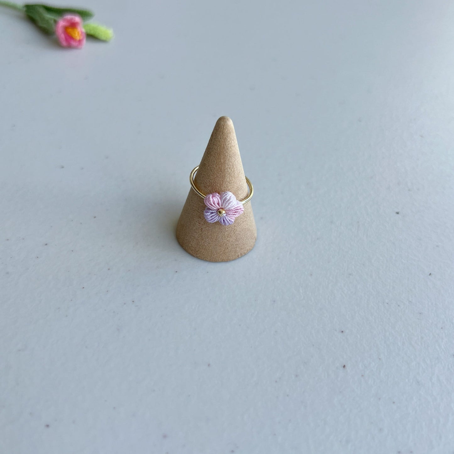 Micro Crochet Flower Ring | Handmade Open Ring