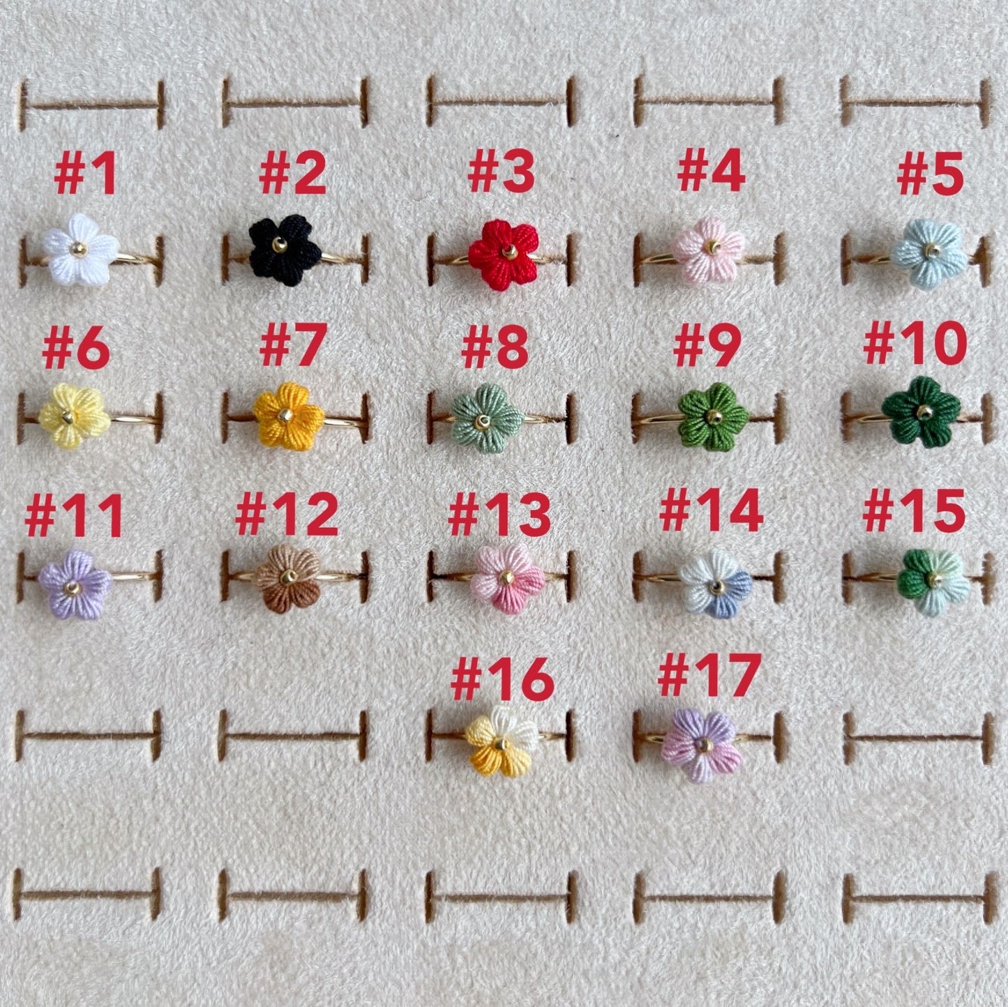 Micro Crochet Flower Ring | Handmade Open Ring