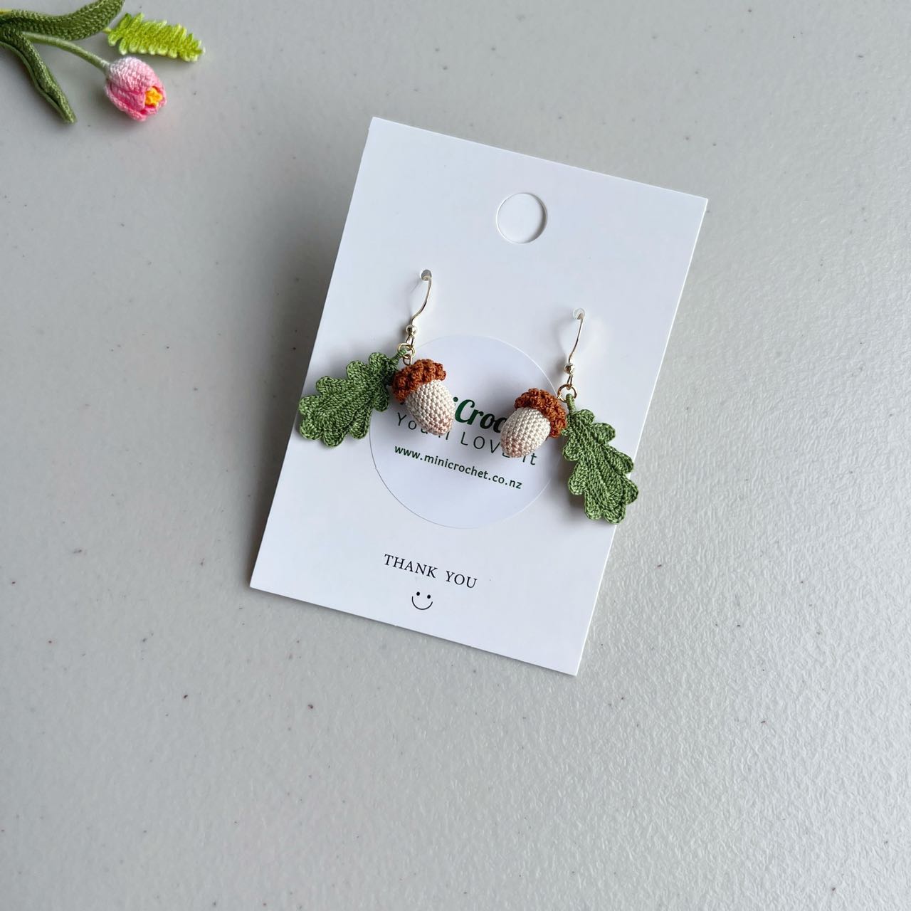 Micro Crochet Acorn Earrings