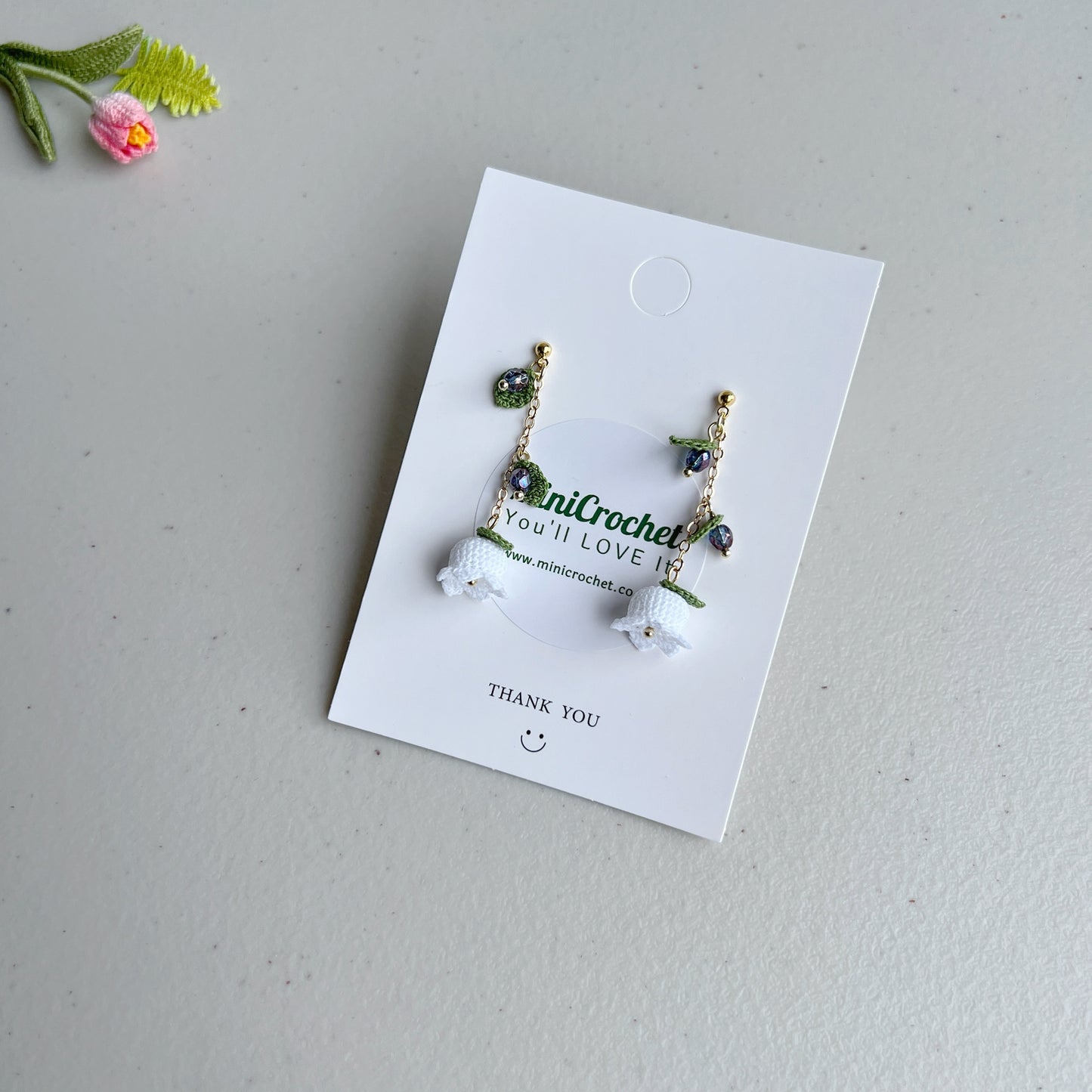 Micro Crochet Lily Dangle Earrings